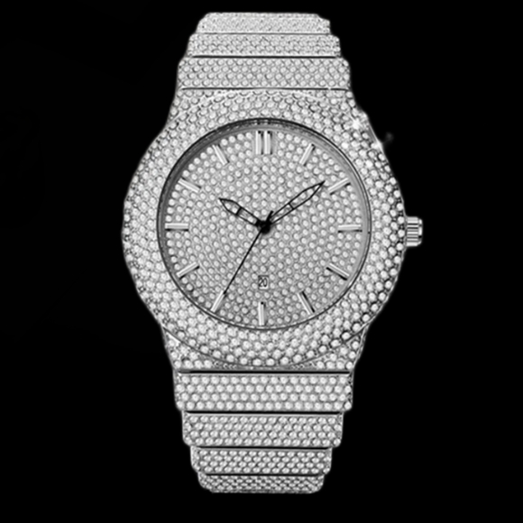 Mens Iced Out Hip Hop Bling Simulated Diamond Quartz Movement Full Ice Watch - Picture 3 of 7